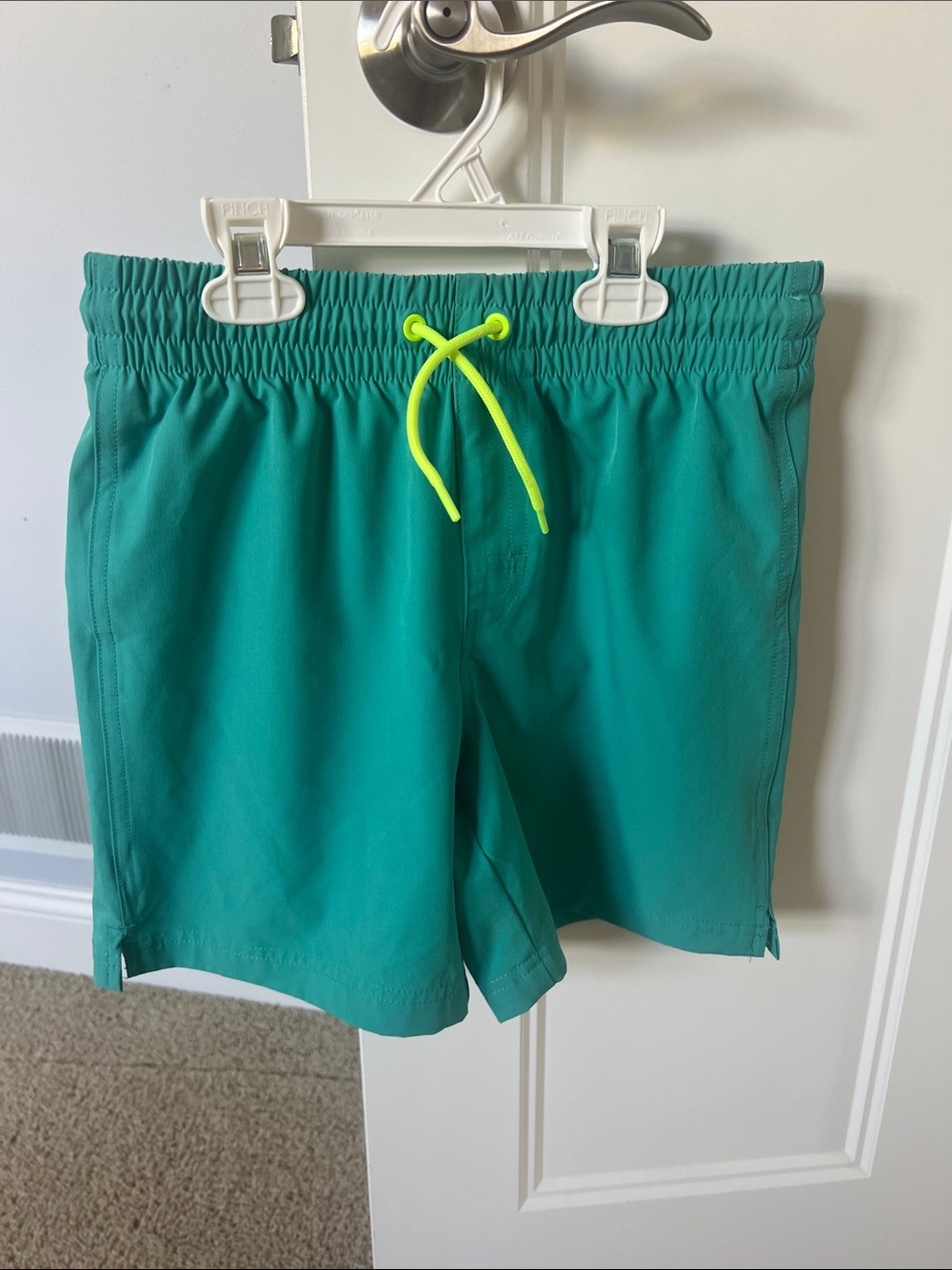 Old Navy Teal Swim Trunks with Neon Yellow Drawstring